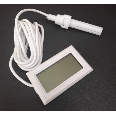 Термометр цифровой с датчиком температуры и гигрометром белый пластиковый