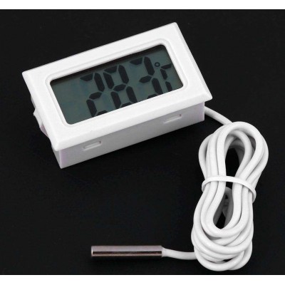 Термометр цифровой с датчиком температуры 1м белый пластиковый
