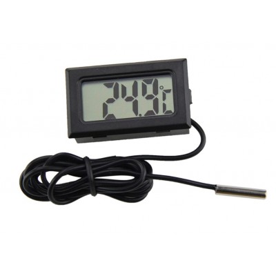 Термометр цифровой с датчиком температуры 1м черный пластиковый